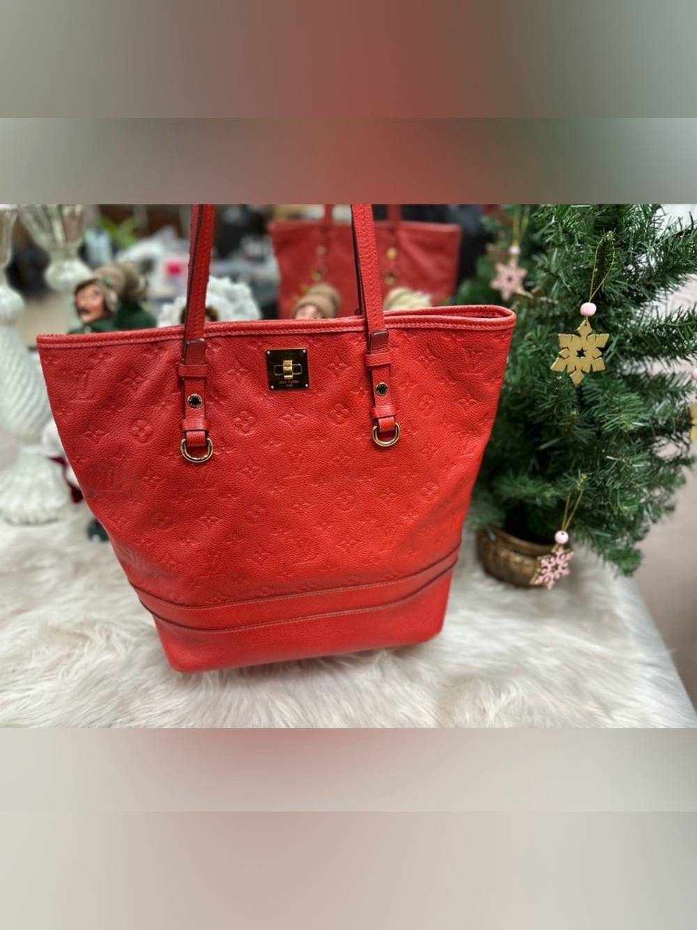 ❤️Authentic LOUIS VUITTON AH1142 Citadine PM Monogram Empreinte Tote Bag Red - Picture 3 of 16